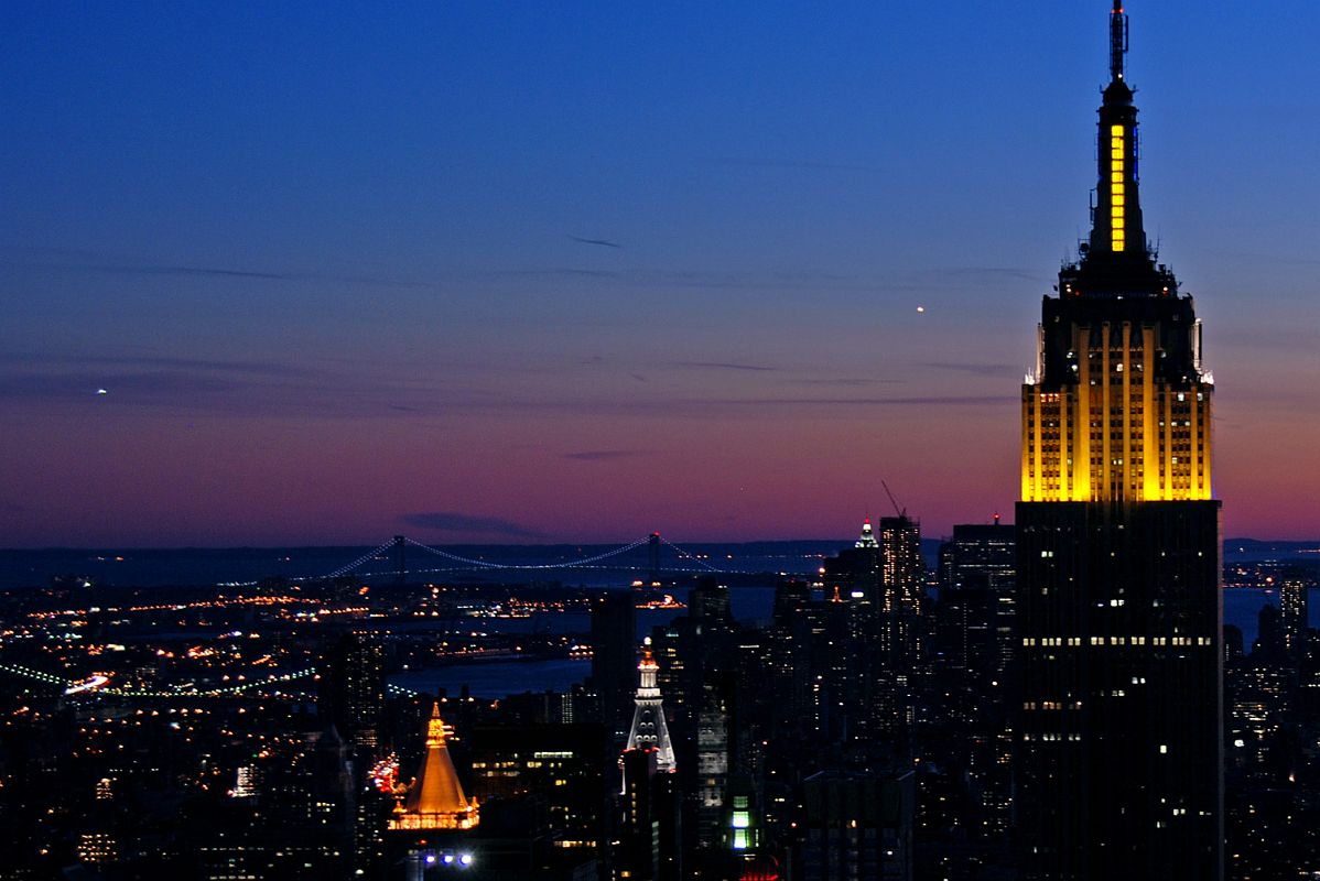 New York City Top Of The Rock 15 After Sunset South Empire State Building To Financial District Close Up